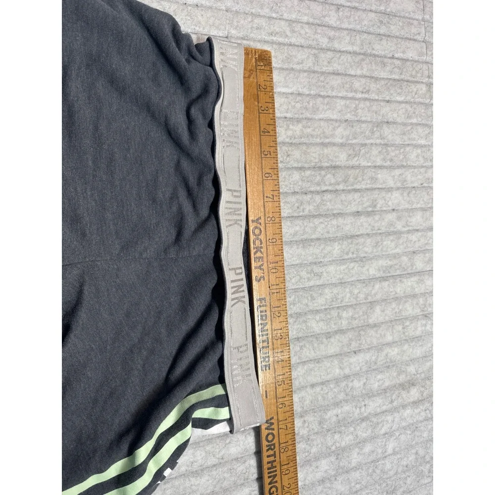 Victoria's Secret PINK Women's Lounge Shorts Gray Neon Green Logo Waist Large